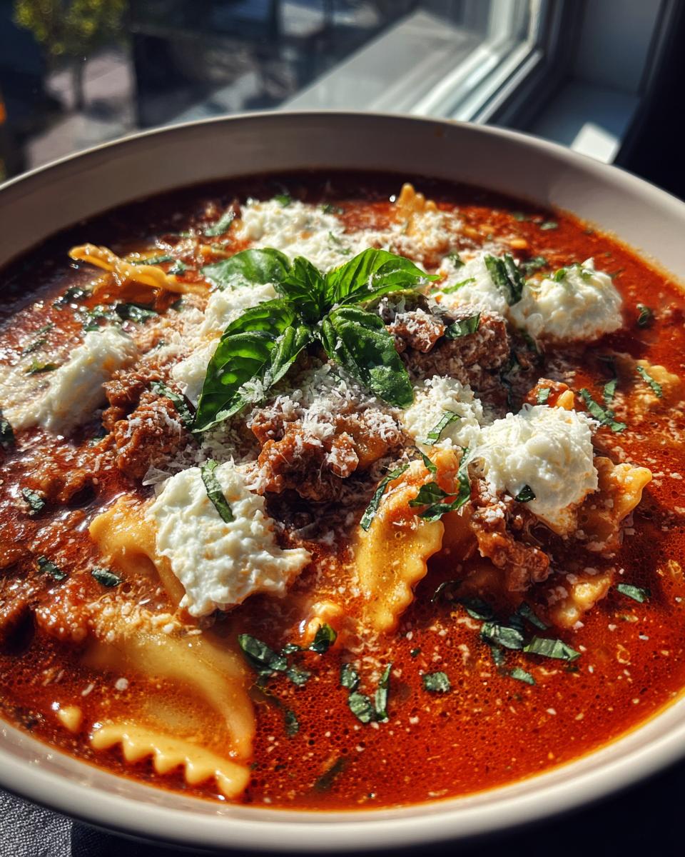 creamy lasagna soup - detail 1
