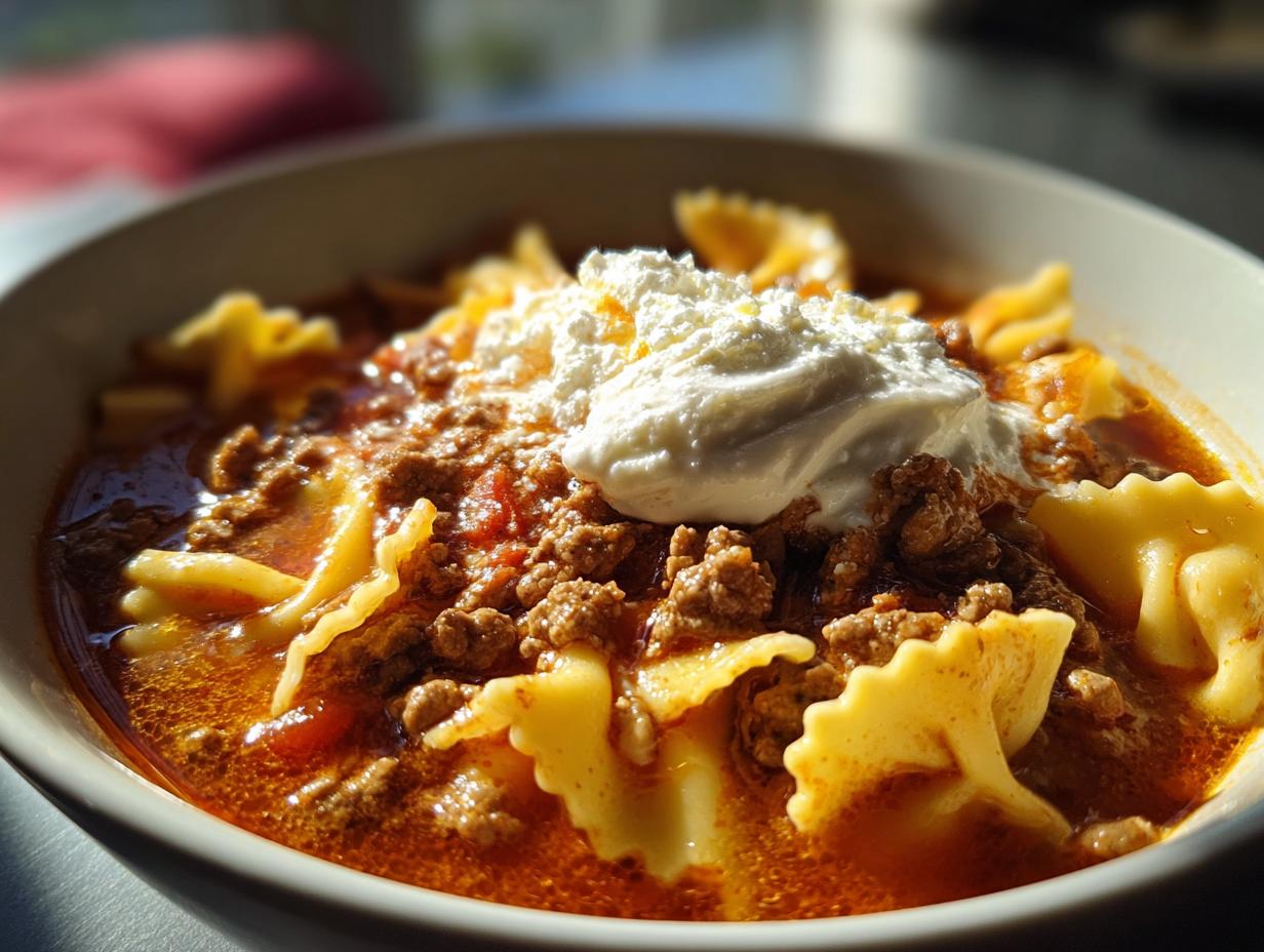 spicy lasagna soup (with italian sausage)