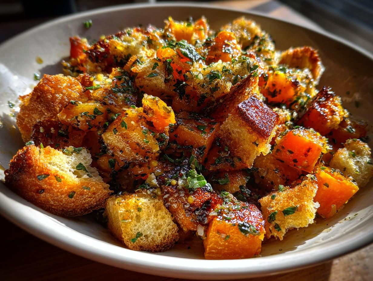 squash panzanella with bagna cauda